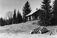våningshuset på husmannsplassen Dagfinrud under Alm, fotografert i 1958 - Fotograf: Sigmund Kildal.