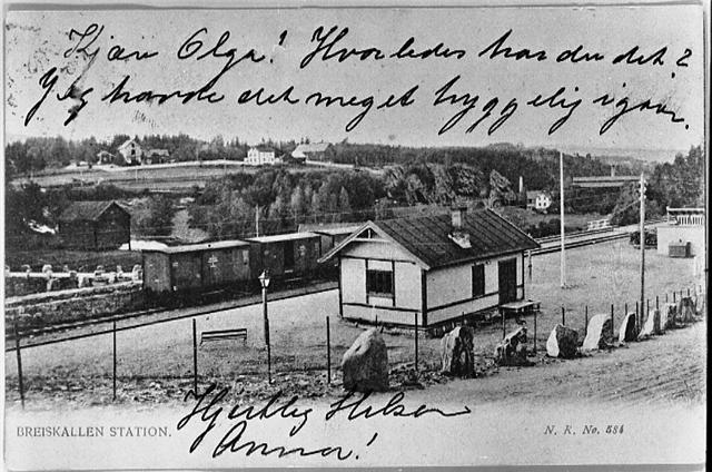 Bilde av postkort fra Breiskallen stasjon