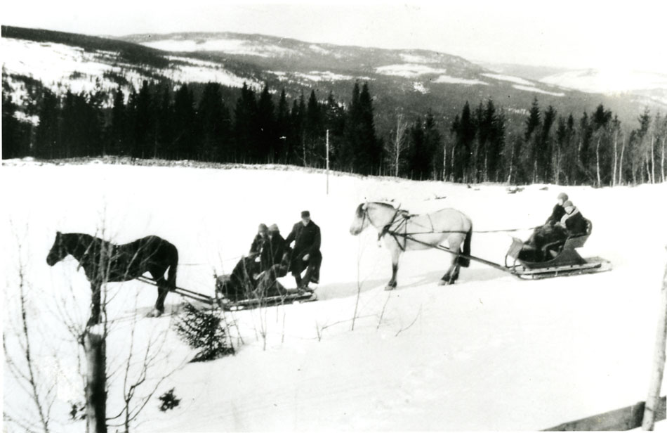 Bilde av vinterkjøring i Torpa omkring 1910