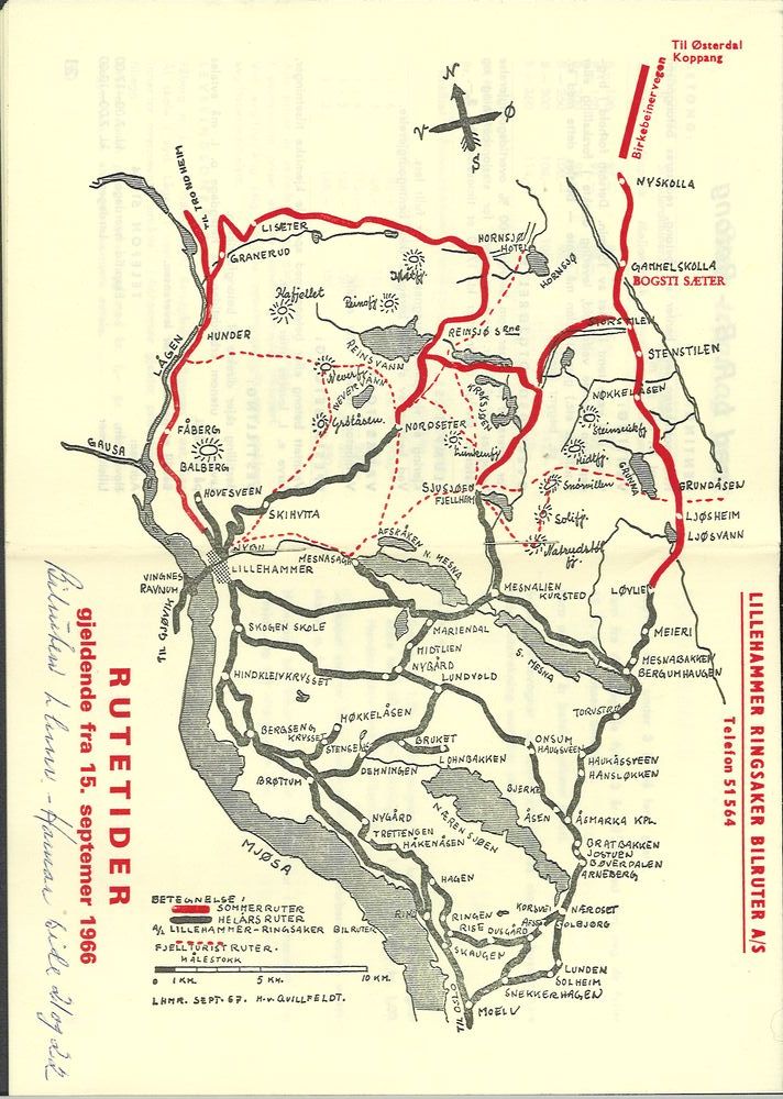 Bilde av kart over rutene til LRB i 1966