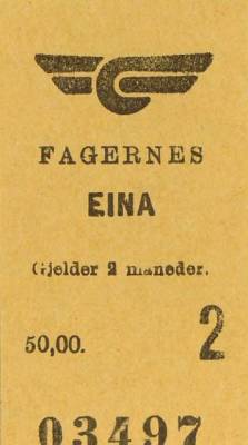 Bilde togbillett Fagernes - Eina