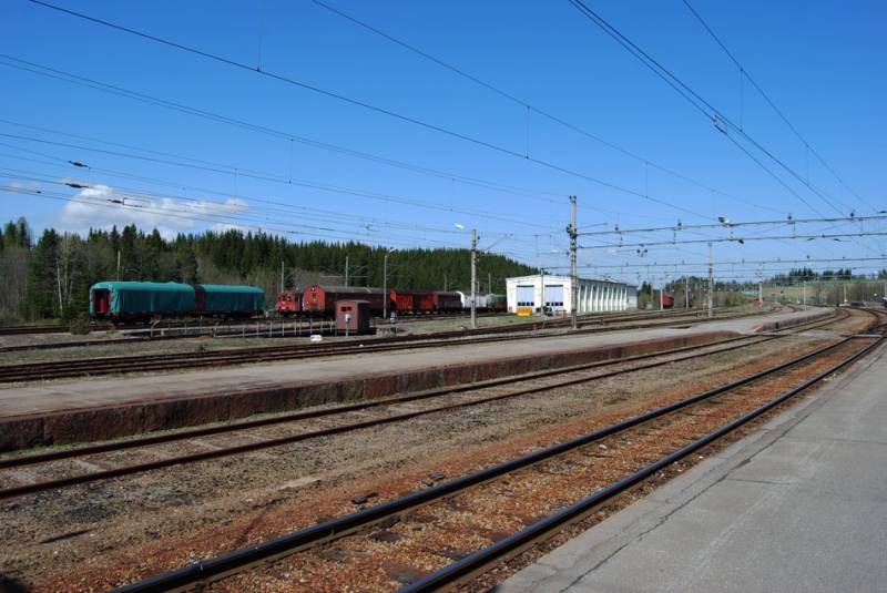 Bilde av togsporene ved Eina stasjon