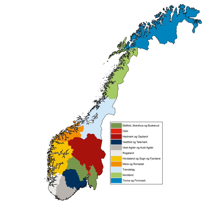 Bilde fylkesinndeling Norge