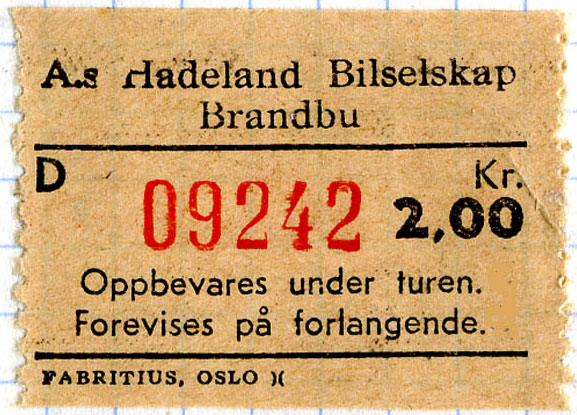 Bilde av bussbillett for Grua-Mylla i 1966