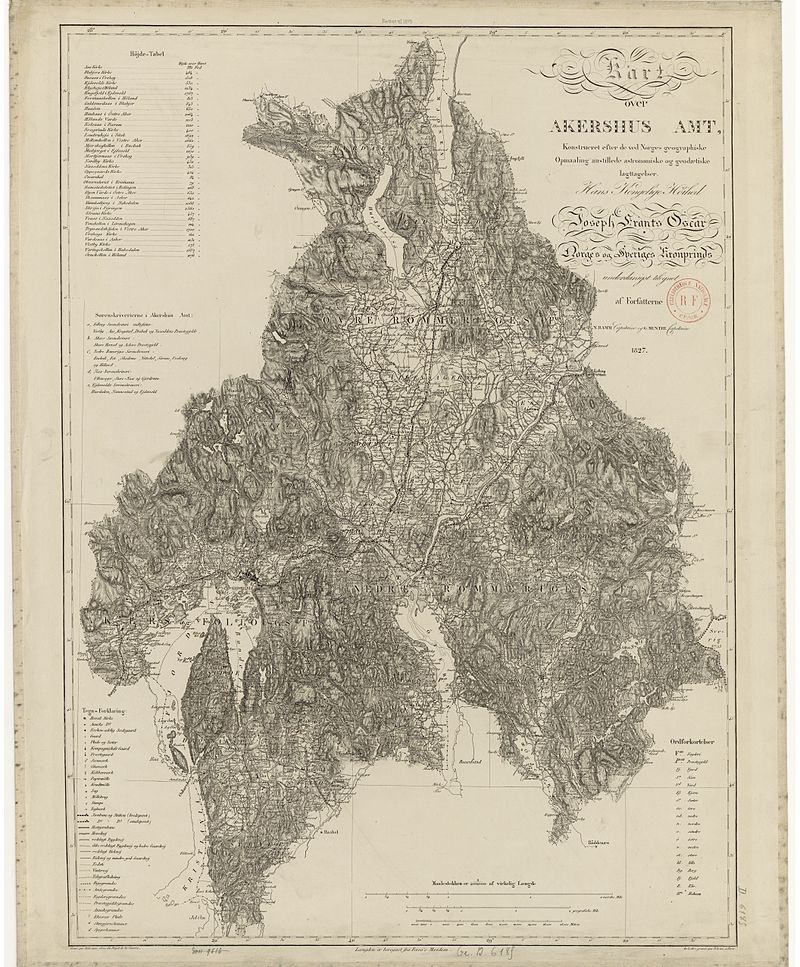 Bilde med kart fra 1795 over Akershusamt