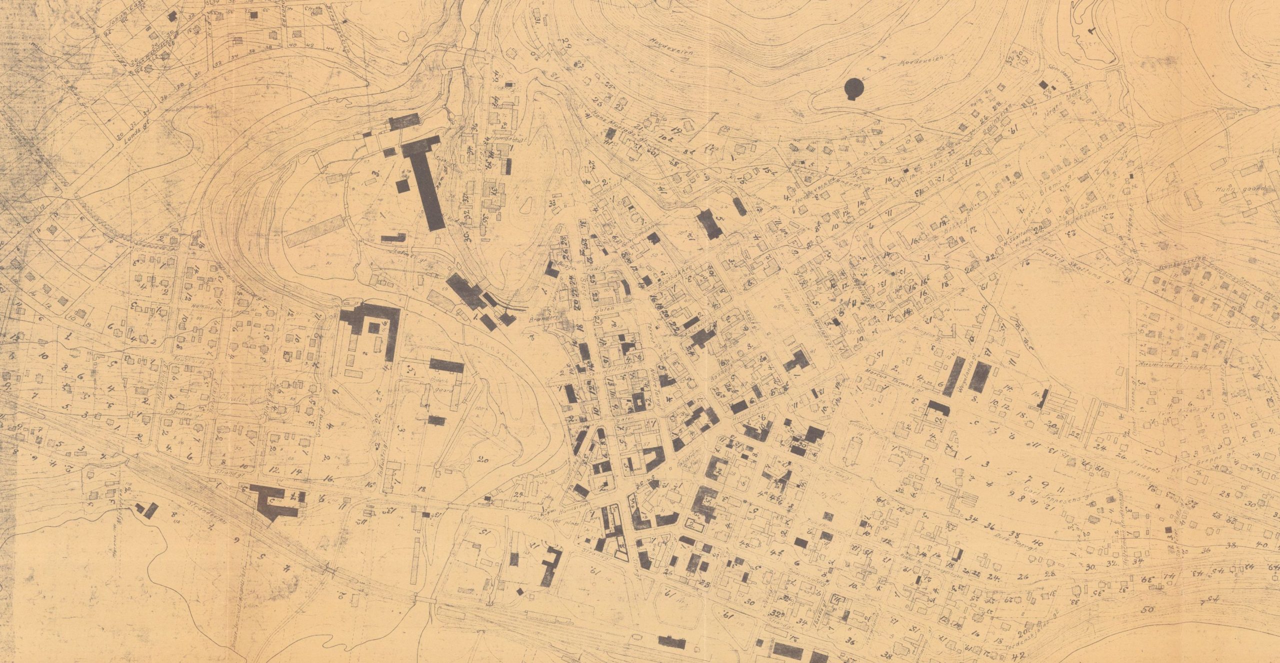 Kart over Gjøvik fra 1923