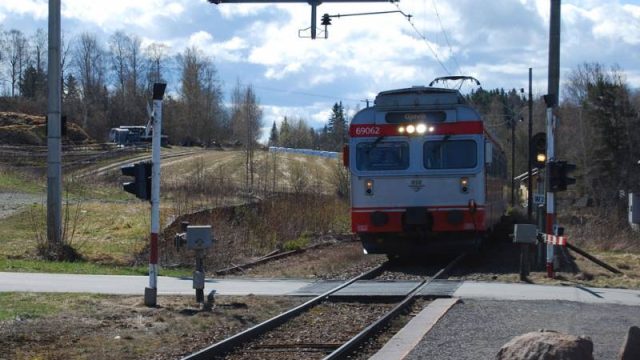 Gjøviktoget på Bleiken stasjon (Fotograf: Solfrid Myhre, (c) Arkivnett Oppland) Bilde av Gjøviktoget på Bleiken stasjon