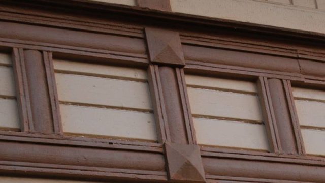 Detalj fra Grua stasjon (Fotograf: Solfrid Myhre, (c) Arkivnett Oppland) Bilde av detalj bygg ved Grua stasjon