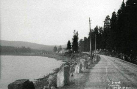 Harestustranda omkring 1915 (Fotograf: Haraldsen, (c)Randsfjordmuseene, HF1998/5:25)) Bilde Harestustranda omkring 1915
