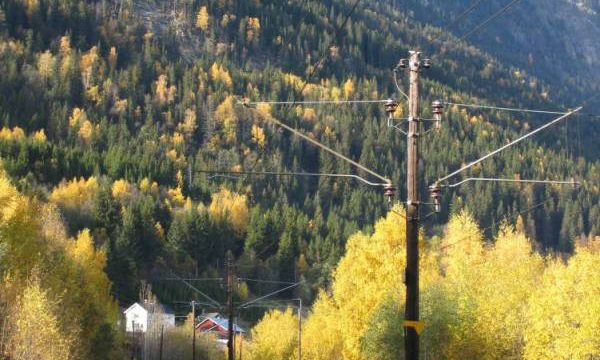 Losna stasjon, jernbanelinja nordover. (Fotograf: Dagmar Buen © Fylkesarkivet i Oppland). Bilde av jernbanelinja nordover ved Losna stasjon