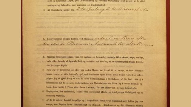 Skysskontrakt fra Hov i Land fra 1885(Kilde: Statsarkivet Hamar, FYO-002, serie I) Bilde av Skysskontrakt fra Hov i Land fra 1885