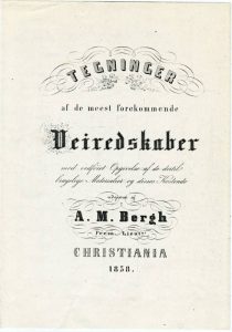 Tegninger af de mest forekommende Veiredskaber Bilde av forside på bok om tegninger om veiredskaper